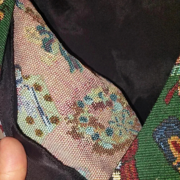 Vintage Bobbie Brooks Womens Christmas Vest XXL Green Tapestry Button - Picture 4 of 8